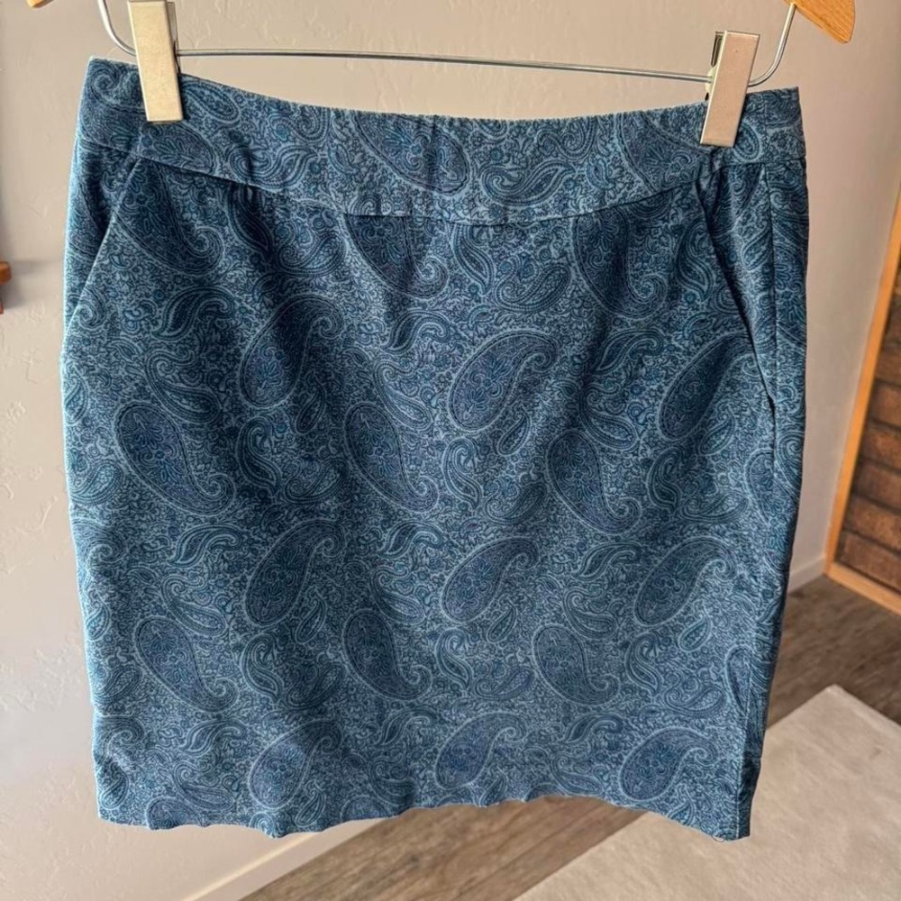 Y2K L.L.Bean Navy Velvet Paisley Skirt – Size 6